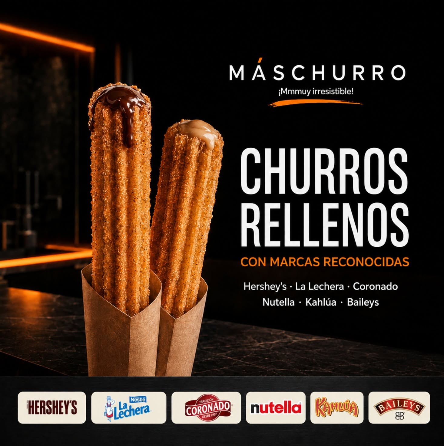 Churros rellenos con marcas reconocidas